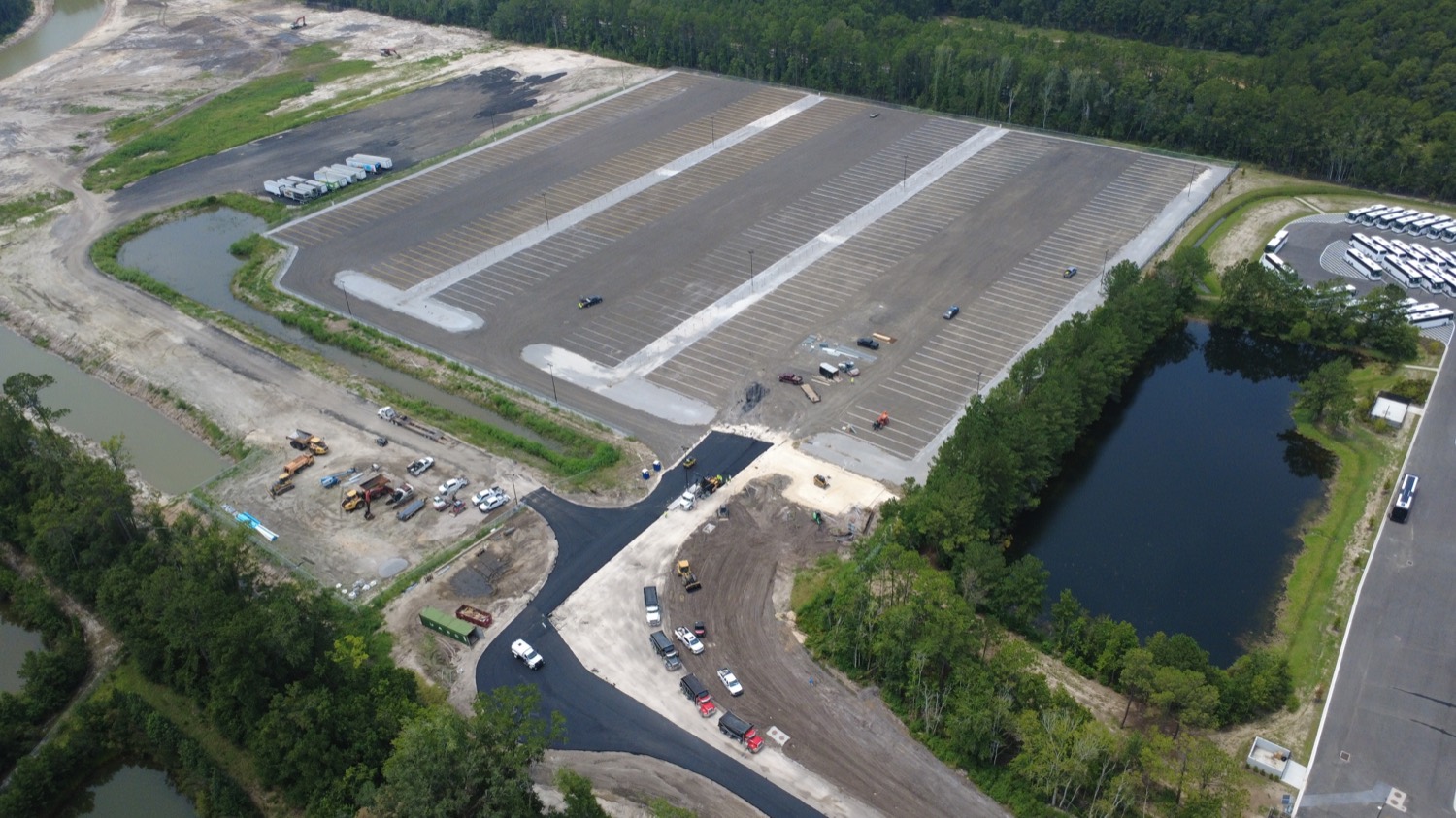 Aerial view of Riggy's Jacksonville - Pritchard Road truck parking lot and entrance road